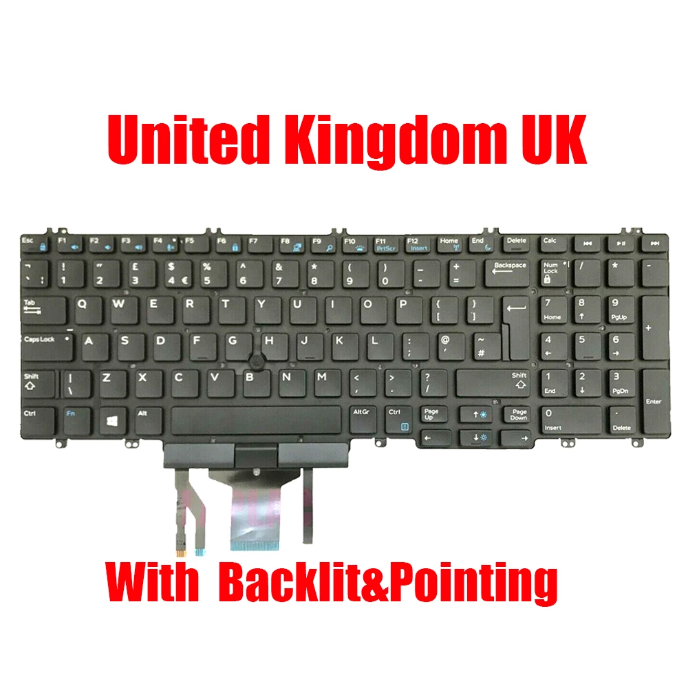 

UK Laptop Keyboard For DELL For Precision 7530 7540 7730 7740 0KRG22 KRG22 United Kingdom Black With Backlit&Pointing New