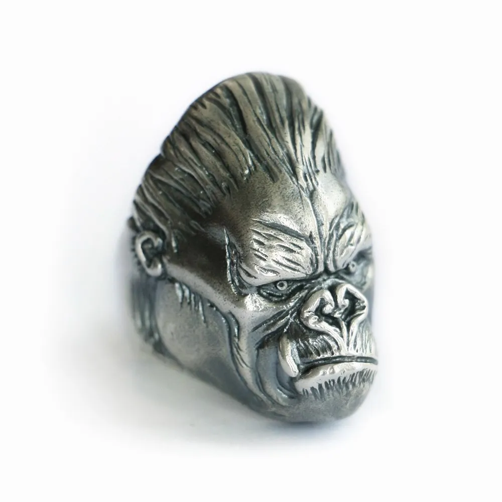 

925 Sterling Silver King Kong Ring Biker Punk APE King Ring TA117 US Size 7~15