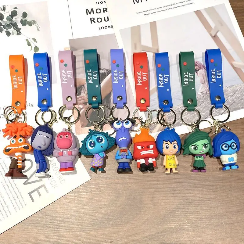 New Disney Movie Anime Inside Out 2 Keychain Kawaii Anxiety Ennui Envy Creative Bag Pendant Car Keychain Cute Girls Toy Gift