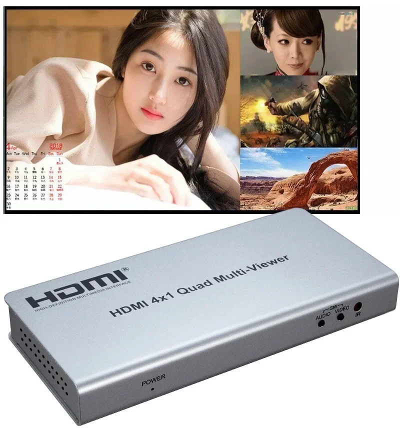 1080P 4x1 HDMI Multi-viewer 4 Port Input HDMI Multiviewer 4x1 Quad Multi-viewer Screen Splitter for PS5 PS4 Game Camera PC To TV