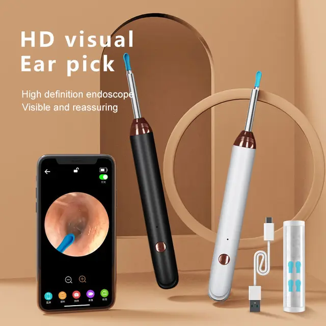 Tinsol Smart Visual Ear Cleaner 1296P Ear Sticks Otoscope USB C