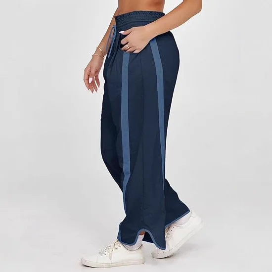 Pantalon de sport ample pour femmes, décontracté, jambe droite, taille mi-basse, tissu PVC, Fiber de Polyester, 95% d'autres matériaux, 5%, nouvelle collection
