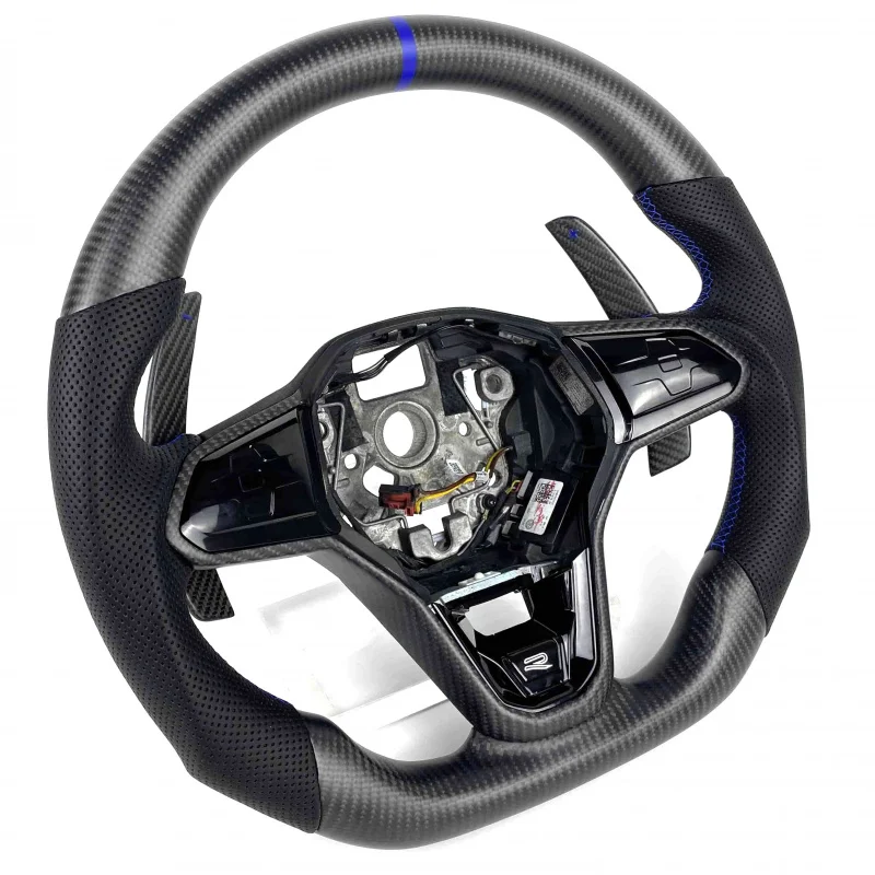عجلة قيادة مخصصة من ألياف الكربون 8 R-Line MK8 ملحقات السيارة غير اللامعة #5