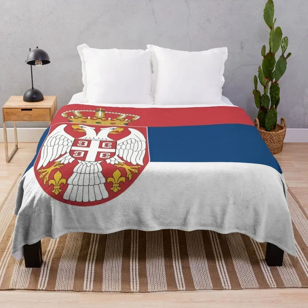 

Flag of Serbia Throw Blanket Outdoor Soft Blanket for Picnic Beach Camping