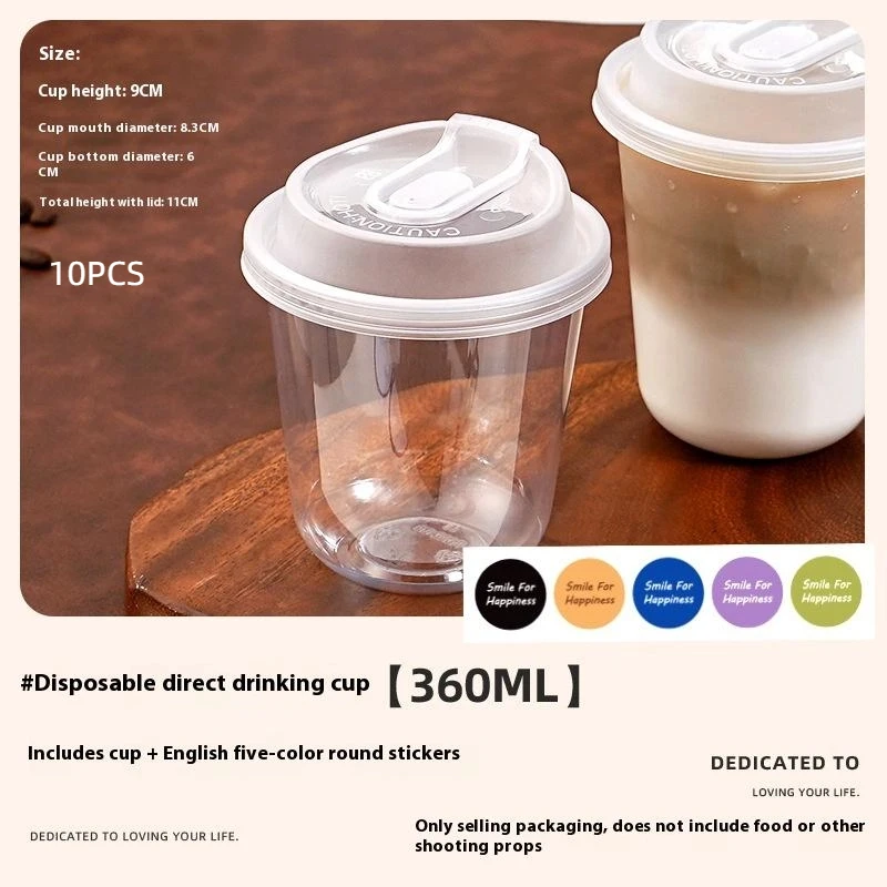 10pcs For Hot Drink Milk Tea Takeaway Beverage Cups Transparent Coffee Cups With Lids U-shaped Disposable Cups