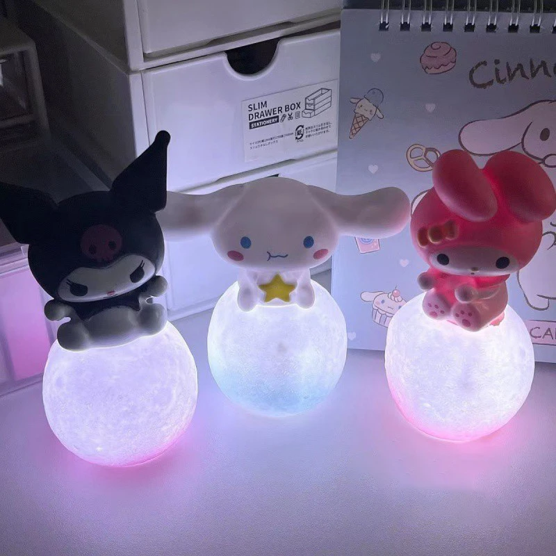 Sanrio Hello Kitty Kuromi Cinnamoroll Night Light Glowing Children Toy Bedside Lamp Anime Kawaii Cute Children Kids Present Gift