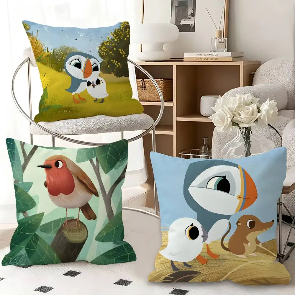 1pc P-uffin Rock P-Preschool Pillow Case Fashion Square Pillowcase Bedroom Sofa Room Ins Decoration Leisure
