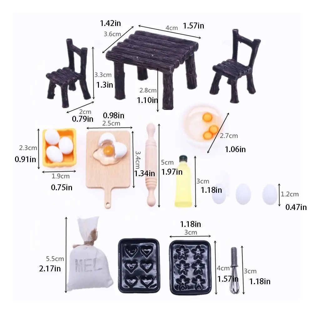 1:12 Scale Chair Kitchen Toy Set Montessori Toy Play Kitchen Mini Miniatures Cookware Kids Cooking Toys Dollhouse Cooking Kit