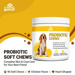 Pet Probiotic Soft Chews for Dogs Promote Healthy Skin & Coat, Alleviate Shedding & Relieve Itching Nutritional Supplement