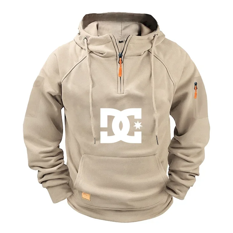 

New men's fashionable zip-up pullover shirts, long-sleeved sport shirts, casual autumn pullover shirts, multi-pocket styles for