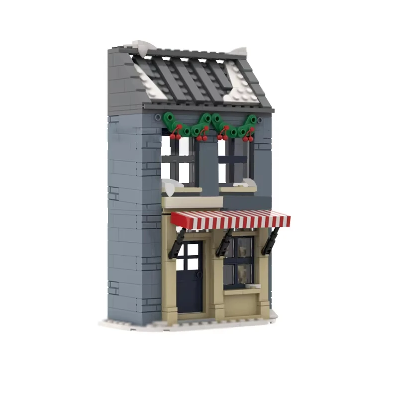 Modèle de Village d'hiver MOC: magasin de fleurs, magasin de vins, magasin de quincaillerie-jouet de blocs de construction DIY pour enfants, cadeau d'anniversaire
