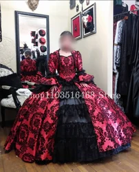 Rose Fluffy Victorian Evening Dresses Half Sleeve Pleated A-Line Floor Gothic Party Evening Gowns Medieval Masquerade vestidos