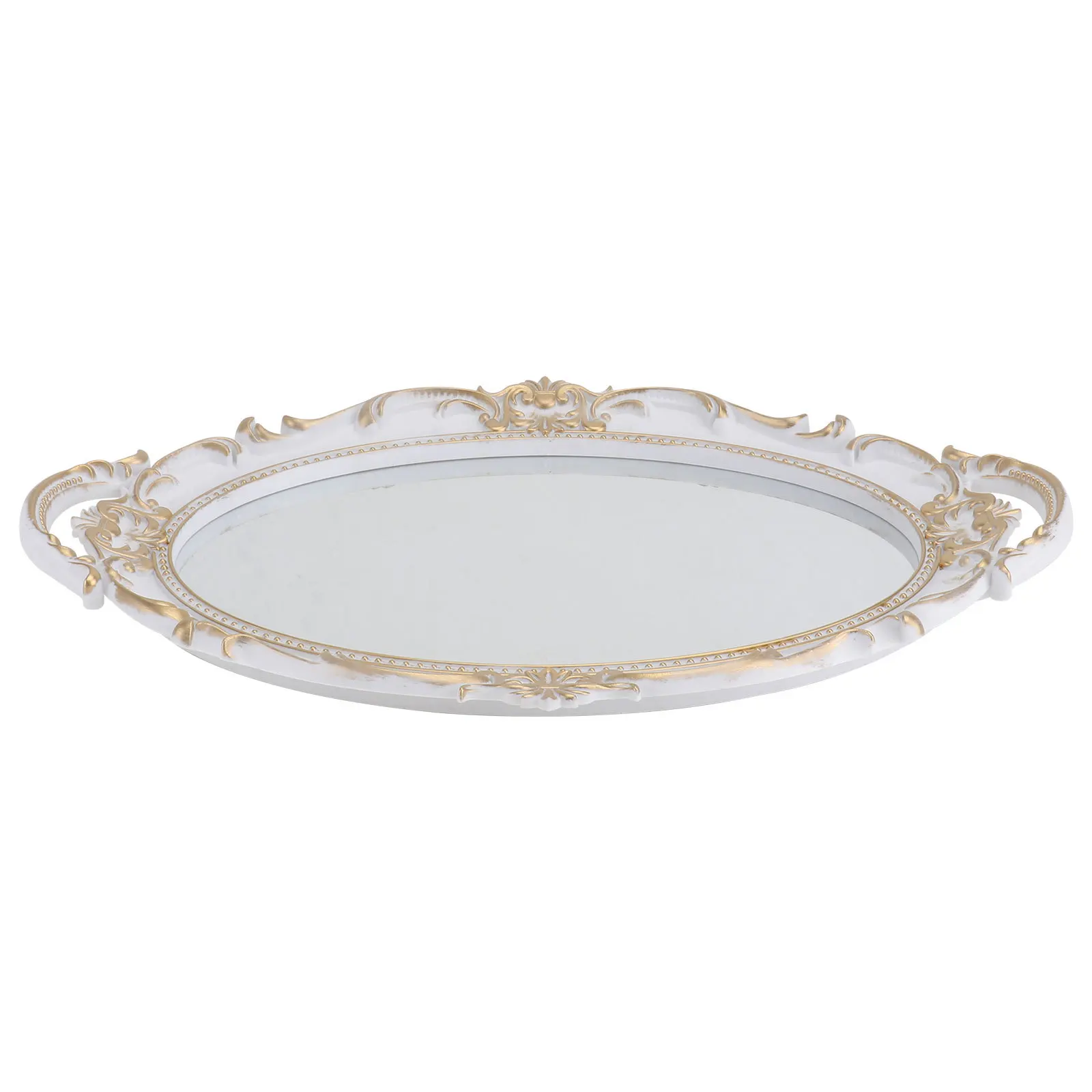 1 قطعة علبة مرآة عتيقة الرجعية النمط الأوروبي تخزين صينية العرض العطور التصوير الدعامة لوحة مرآة الزخرفية