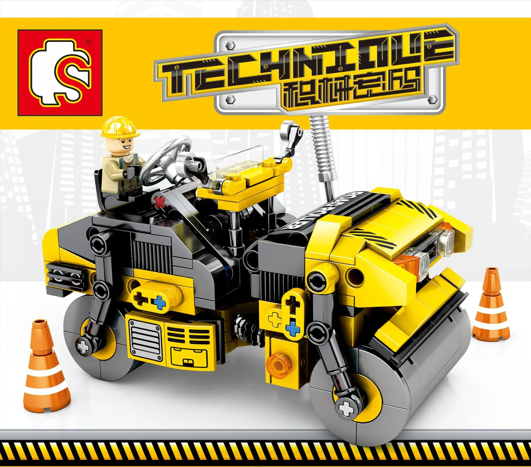 

235 pcs The mechanical code: Double steel wheel roller (TECHINQUE) 701201 mechanical series building block set Bricks For Kids