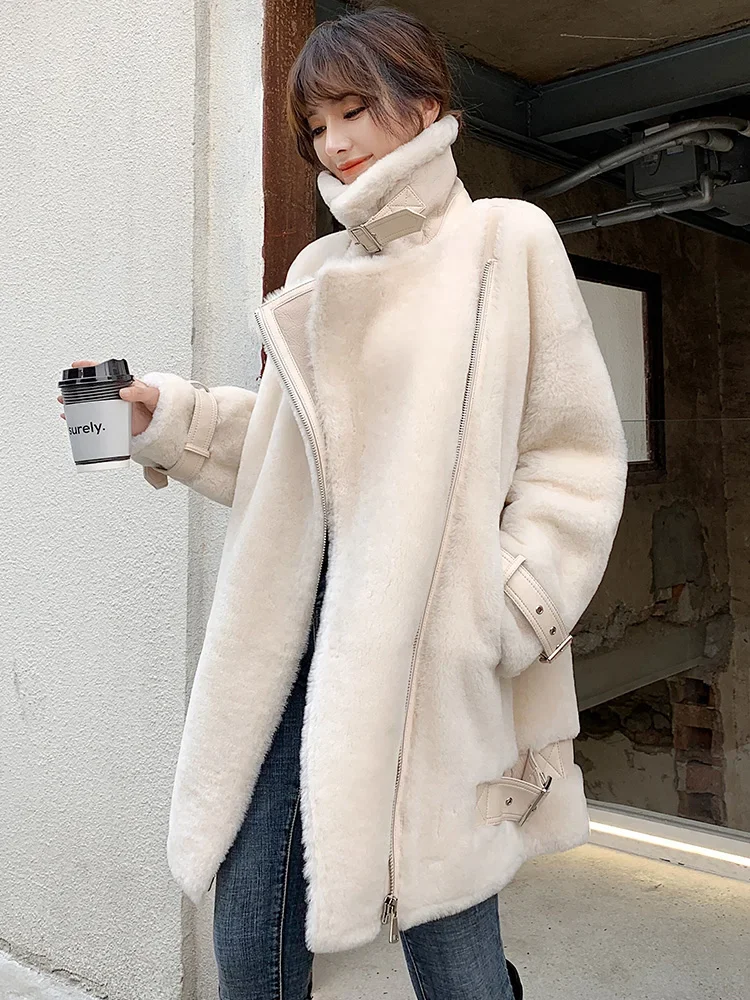 Natural Sheep Shearing Real Fur Coat Women 100% Wool Jacket Women Clothes 2020 Winter Coat Women Korean Fur Tops 8063 YY1847