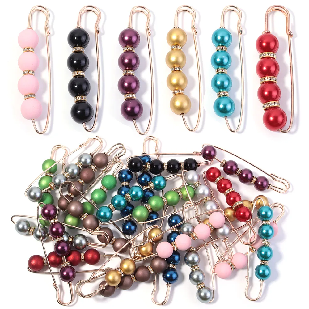 5pcs/lot Imitation Pearl Rhinestone Brooch Skirt Artifact Waist Pin Pants Scarf Fixed Safety Pin for Jewelry Clothing Accessorie