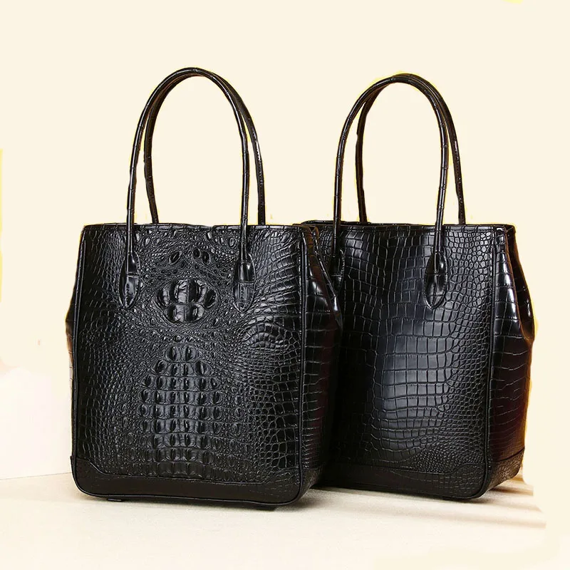 New 2025 Versatile Fashion Crocodile Belly Pattern Handbag Classic Vertical Special Tote Bag Large Capacity Men's Bag