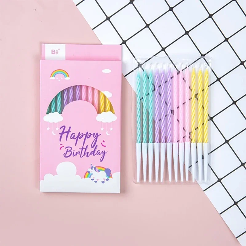 12 /8Pieces Per Box Happy Birthday Cake Thread Candles Colorful Thick Candles Net Red Long Candles Hot selling Crystal Candles