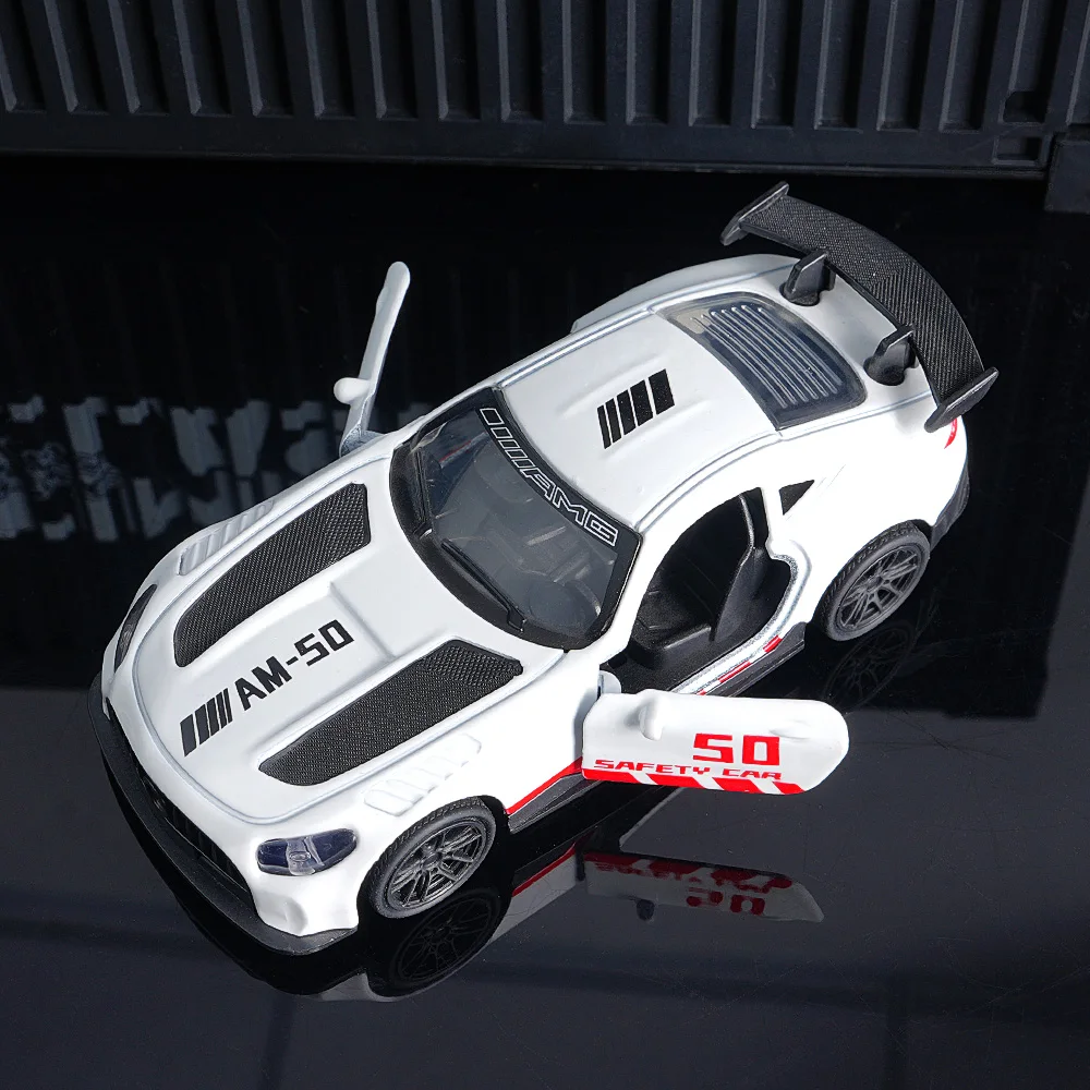AMG Diecast Car Model, Alloy Sports Car Decor, White Collectible Vehicle with Openable Doors, Premium Ornament for Car Fans image 5