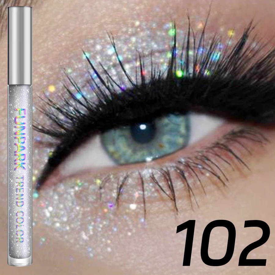 Glitter Liquid Eyeshadow, Silver Monochrome Tone, Waterproof Makeup Effect, Shimmer Pigment Eye Shadow Pallete Set