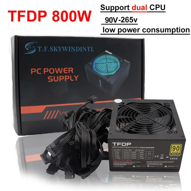 Top Gaming PC Power Supply Rated 800W Max 1000W Mining PSU 24PIN ATX Bitcoin Miner ETH Coin Mining Ethereum 220V