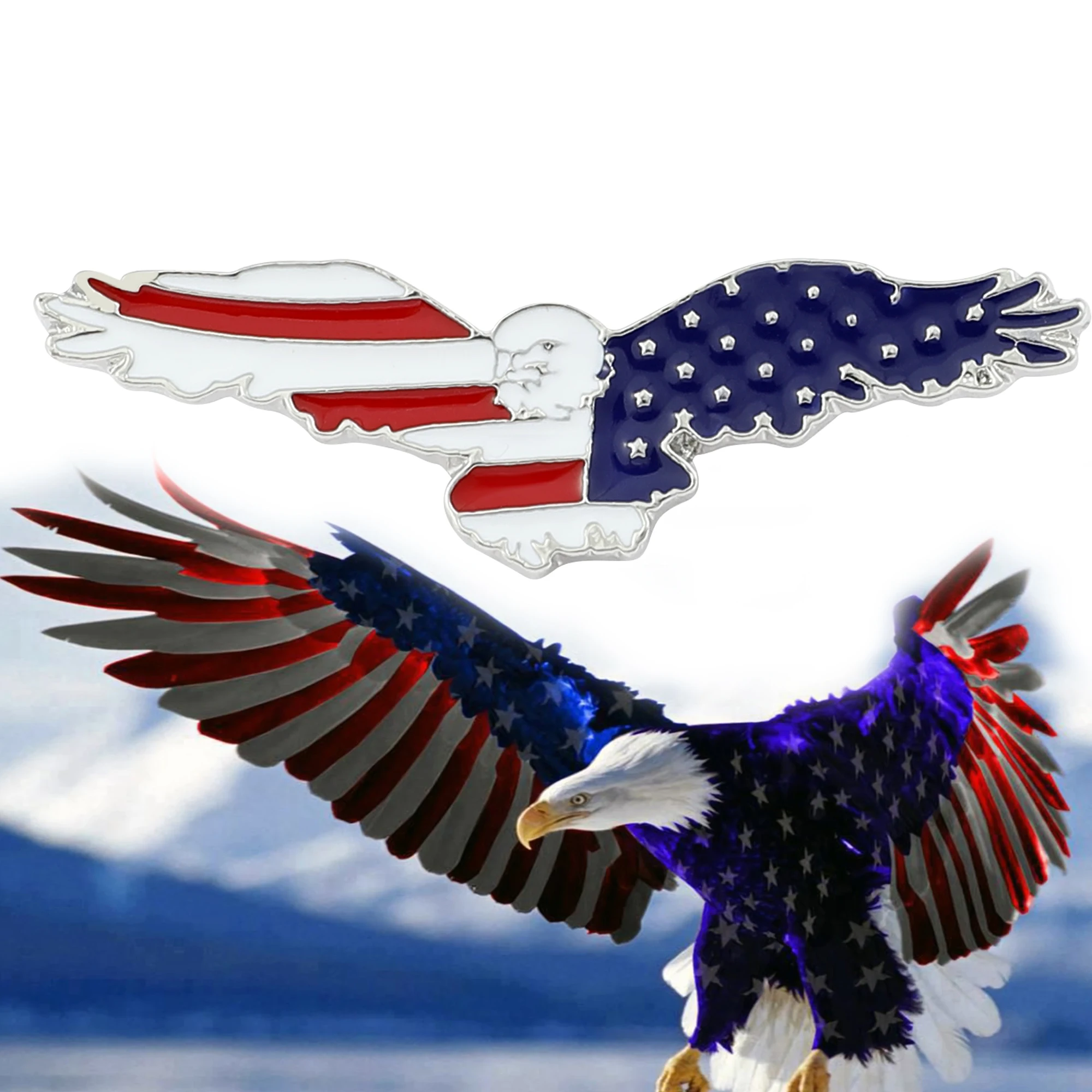 American Flag Eagle Enamel Pin, Patriotic Bald Eagle Brooch Lapel Pin, USA Flag Badge Jewelry Gift