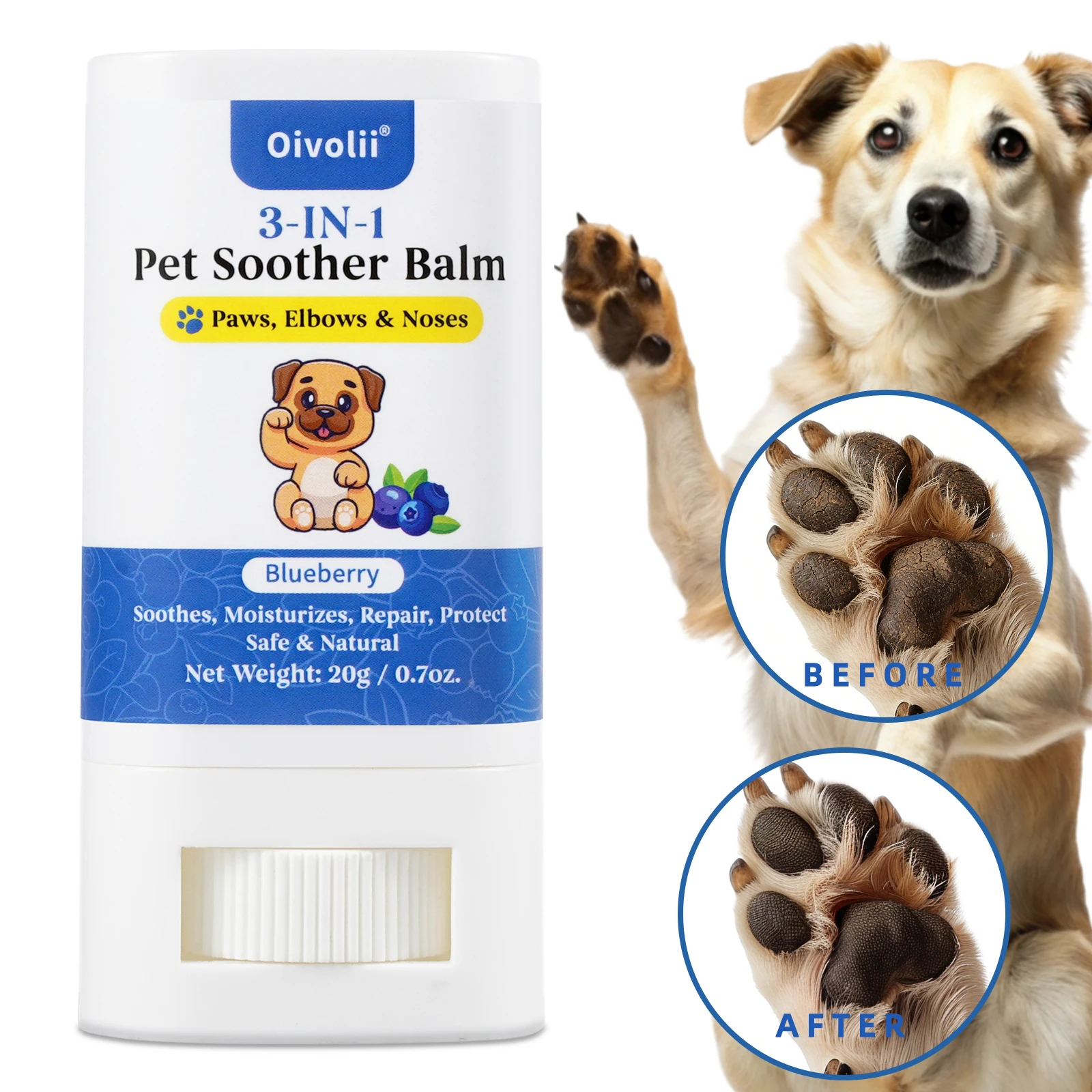 Bálsamo Protector de Patas para Perros y Gatos, Crema Hidratante para Patas Secas y Agrietadas, Cera Reparadora para Patas de Mascotas, Giratoria