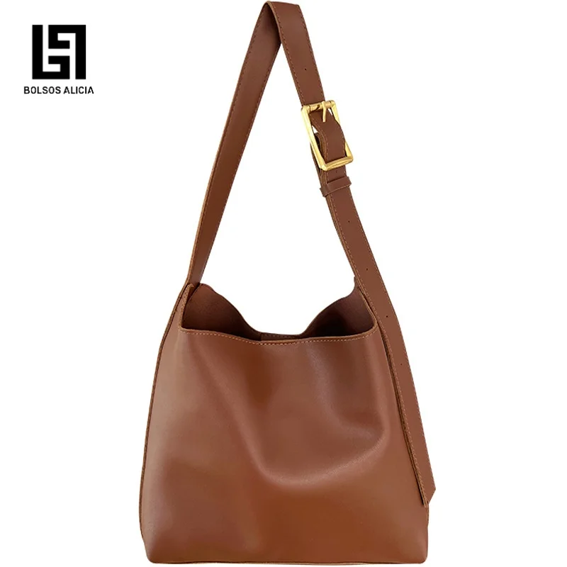 

Роскошная женская сумка на плечо, однотонная модная сумка через плечо, Женская Минималистичная брендовая сумка из натуральной кожи для работы, 2024