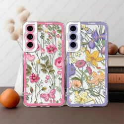Case For Samsung Galaxy S25 S24 S20 S21 FE S22 Plus S23 Ultra A54 5G Soft Cover Wild Flowers