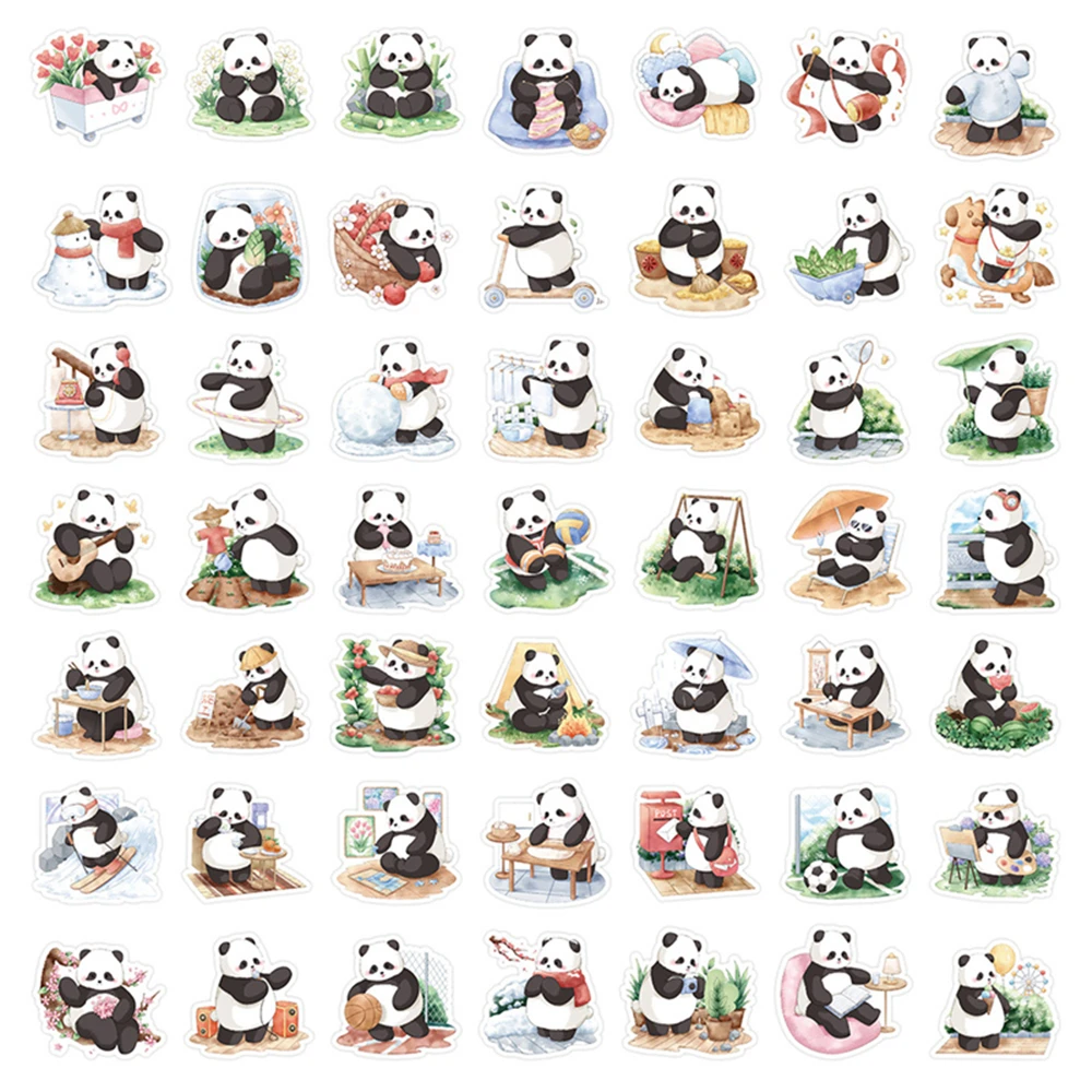 10/25/50Pcs Cute Panda Life Scene Stickers Waterproof Vinyl Decals for Laptop Water Bottle Luggage Scrapbook Journal Kawaii Gift