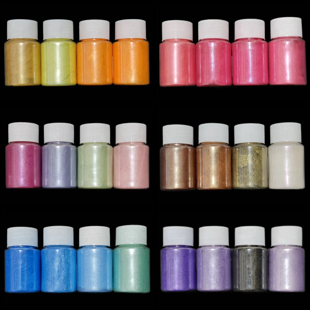 10G Bottled Mica Pearlescent Powder Pigment Handmade Soap Candle Epoxy Resin Paint Pearl Pigment Silver Nail Glitter DIY Powder