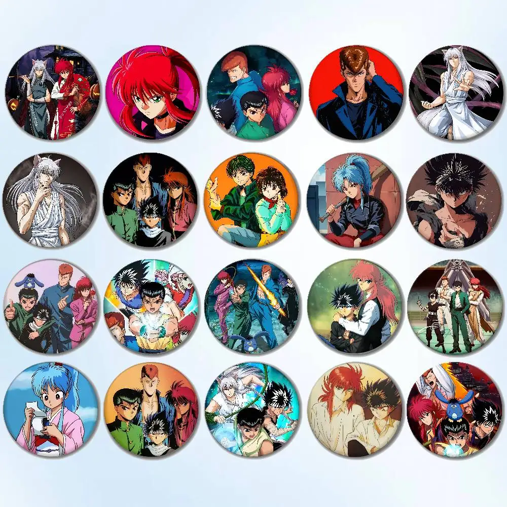 YuYu Hakusho insignias Vintage broche redondo lindo ídolo de dibujos animados insignias de Cosplay DIY mochila ropa joyería Pins