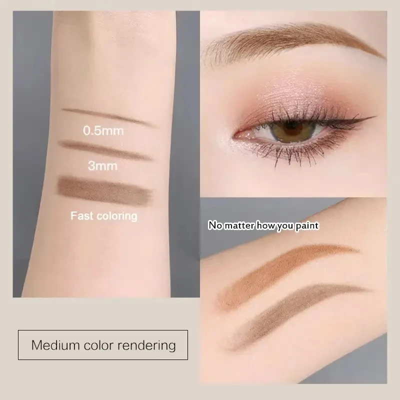 Pennello per matita per sopracciglia in oro con logo personalizzato Penna sottile impermeabile per sopracciglia sottili Etichetta privata Personalizza lo strumento per il trucco della tinta di marca