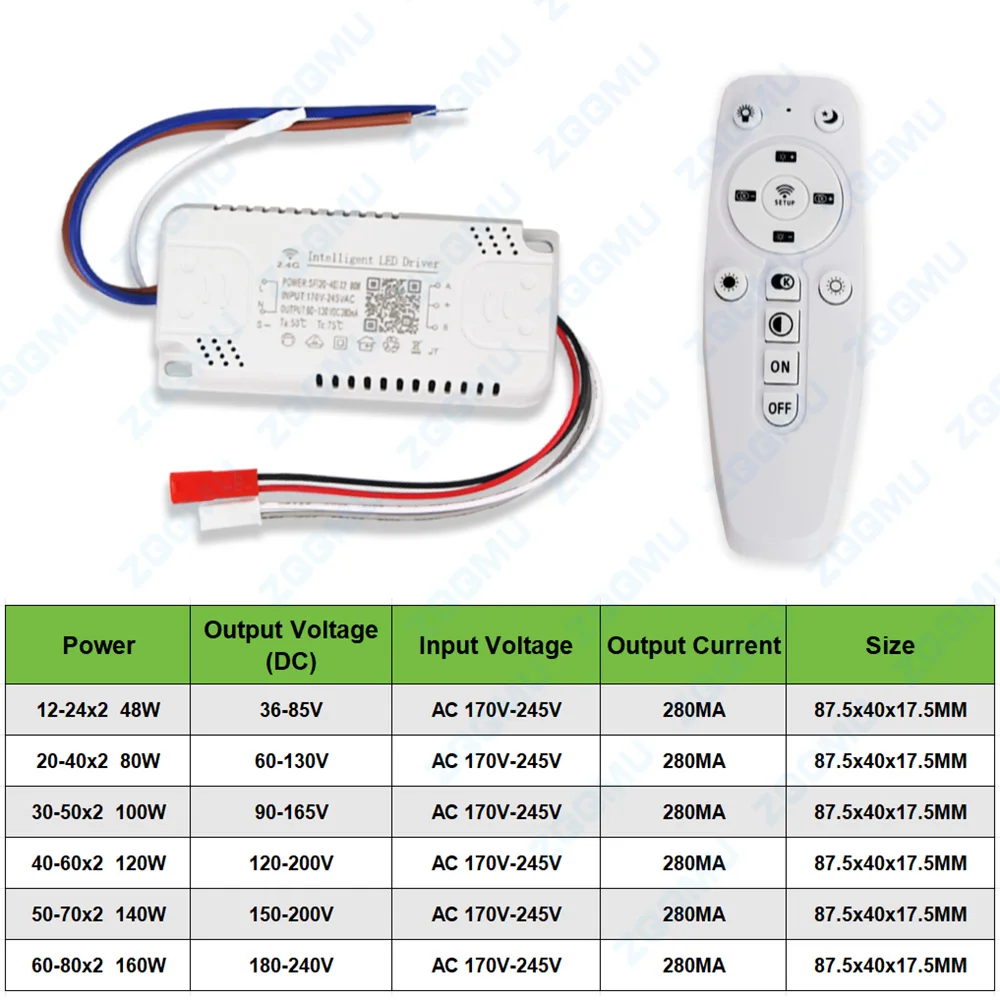 1 Set 2.4G Smart LED Driver 12-24W 20-40W APP Control Dimmable Color Changing Transformer For DIY Pendant Lamp Lighting