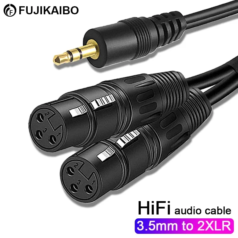 3.5 mm Jack to XLR Audio Cable TRS Stereo Male to Male Dual XLR Splitter For Mixer Speakers Amplifiers