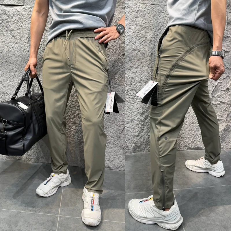 

Ультратонкие дышащие мужские повседневные брюки с 3D-кроем, летние, модные, городской стиль, прямые штанины, на молнии, со средней посадкой, длинные брюки