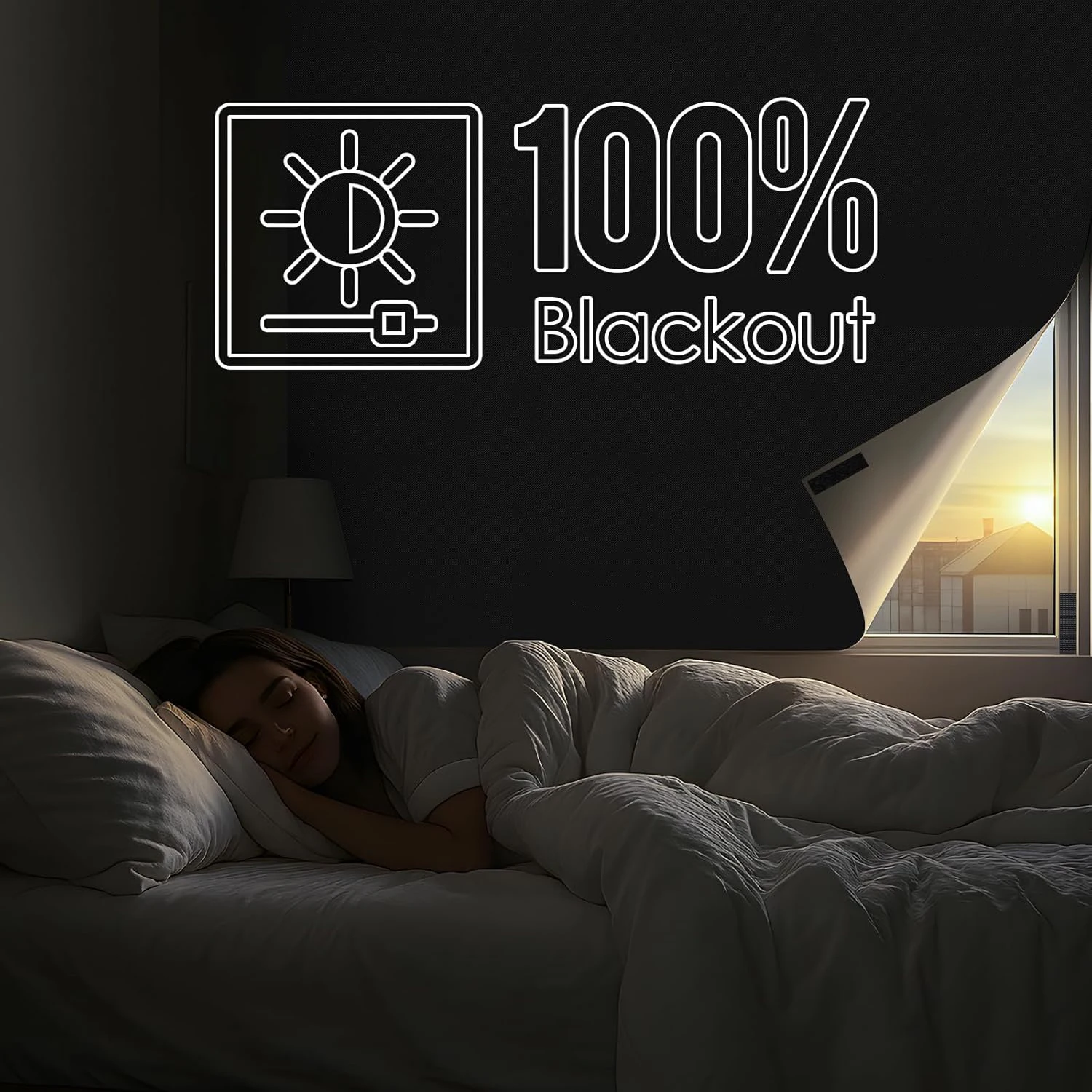 100% Verdunkelungsvorhänge für Zuhause, nicht perforiert, selbstklebend, Sonnenschutzstoff, tragbare Reisevorhänge, Vorhänge und Fensterzubehör – Detail 3