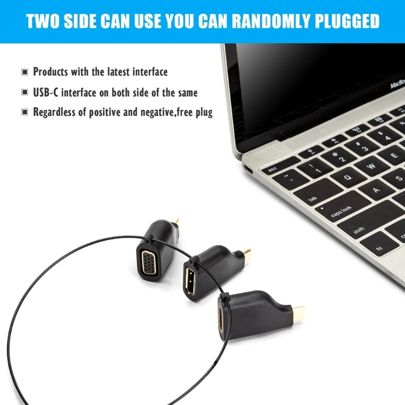 Dynamic USB C Video Adapter for Notebook Pad To 4K60hz Screen Connector 1 Set H7JF