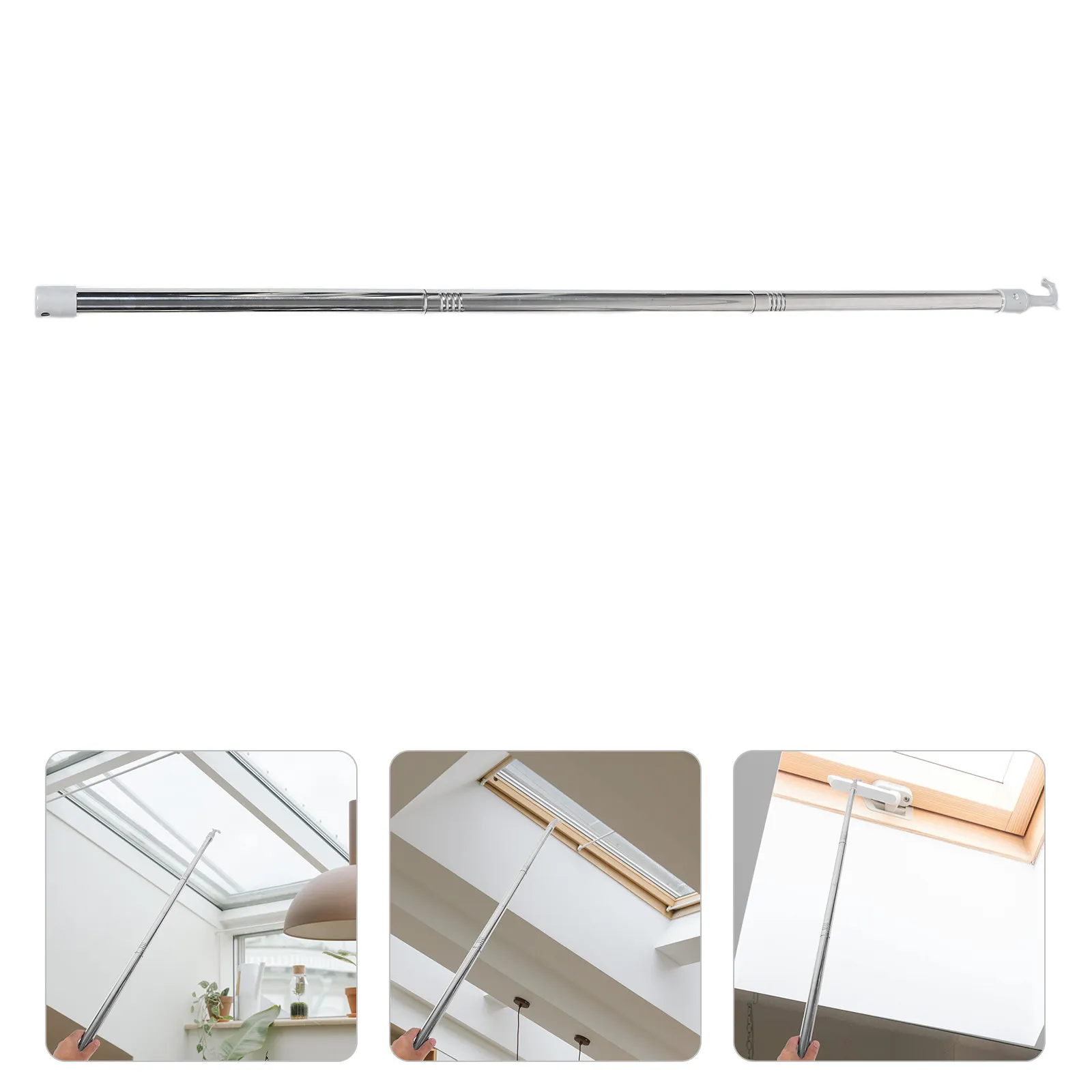Stainless Steel Adjustable Privacy Curtain Opening Rod Awning Window Opener Pull Handle for School Bedroom Kitchen Living Room