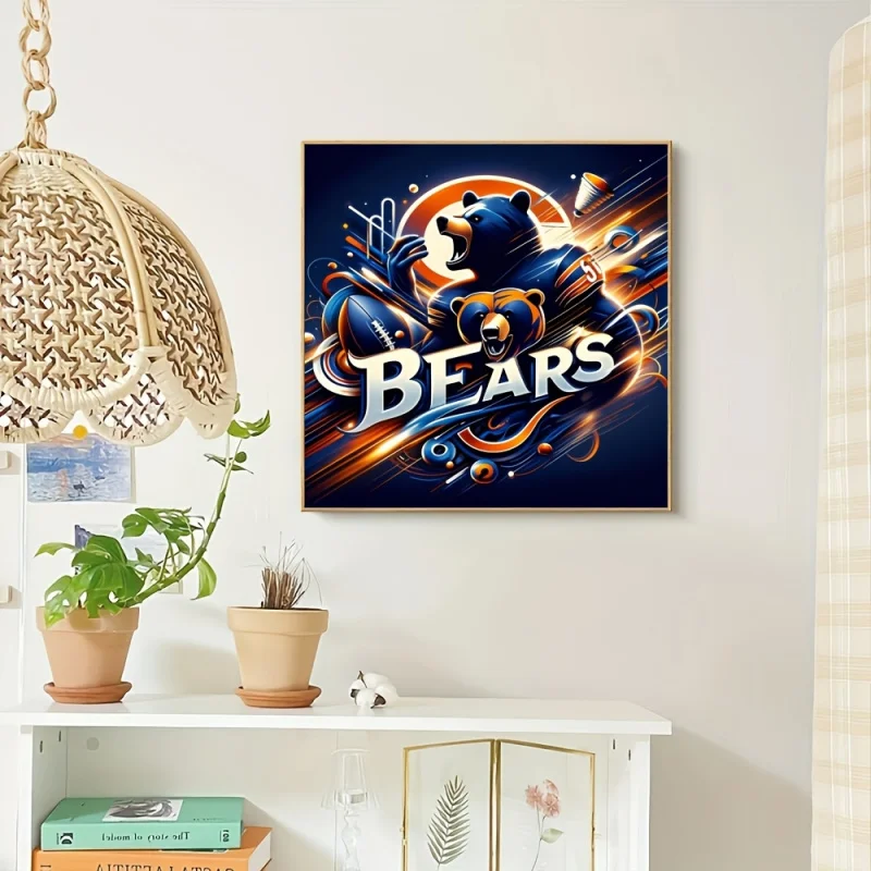 Diamond Painting Set, Football Team Theme Pattern, Round Diamond Full Diamond Art, Multiple Sizes to Choose From, Frameless