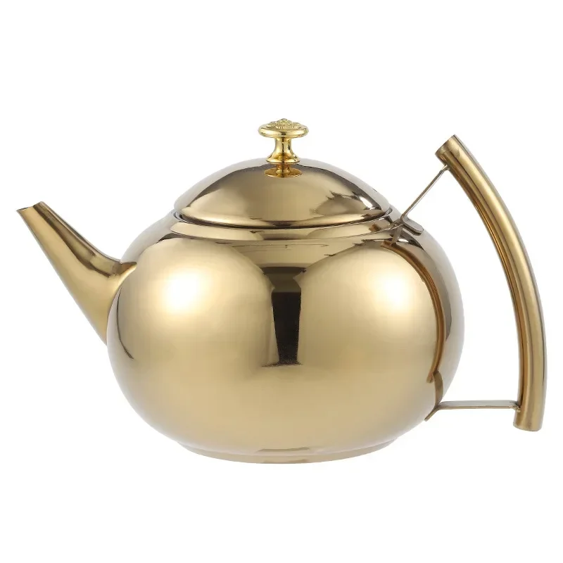 1.5L Thickened Stainless Steel Tea Brewing Teapot with Filter Screen, Household Golden Commercial Restaurant Tea Rice Wine Pot