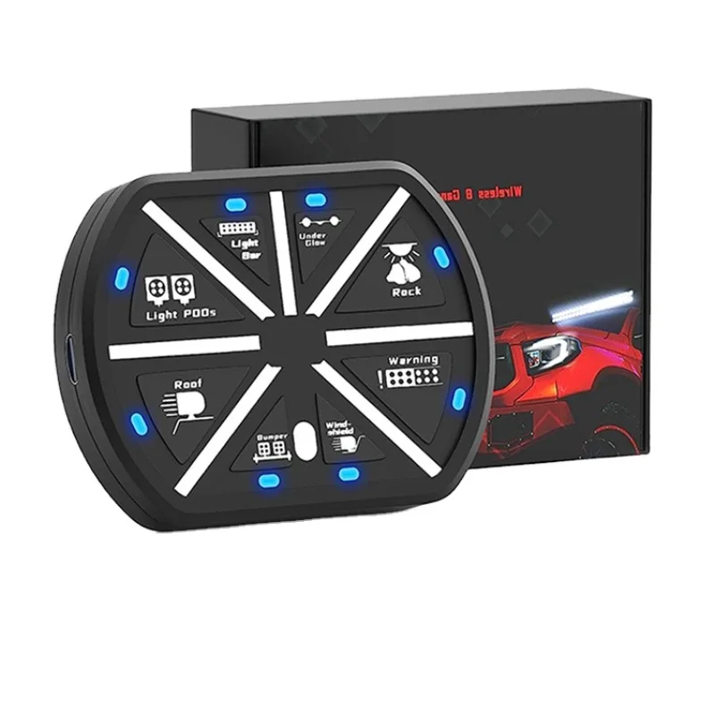 Remote control wireless switch DC 12V 8 group panel, with blue LED circuit relay system control box