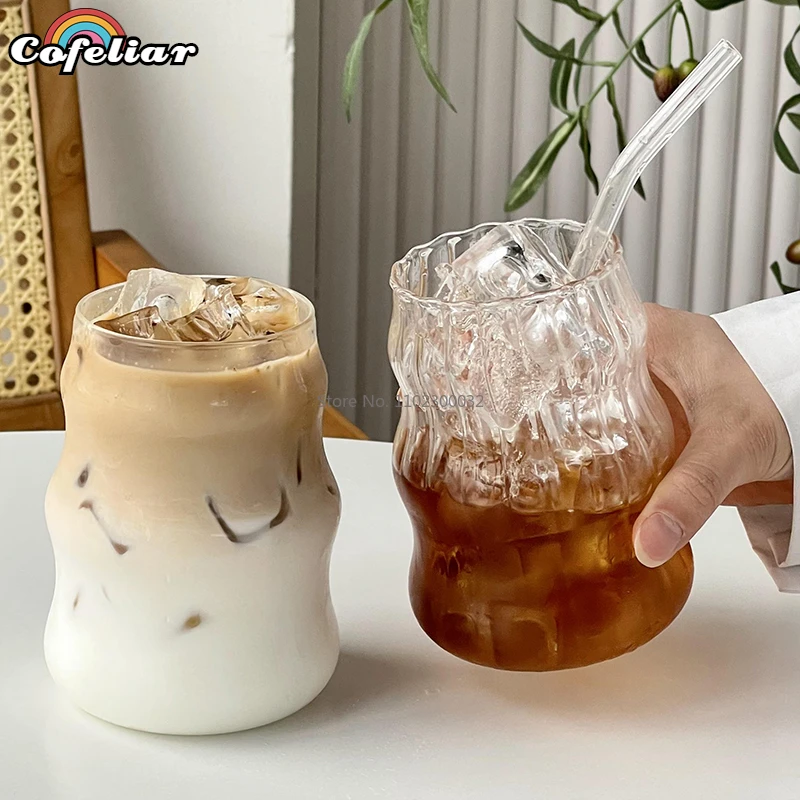 Ins Restaurant Iced American Coffee Cup Latte Juice Cup Cold Drink Drink Glass Cup Fruit Tea Cups Mug  Water Glass Drinkware