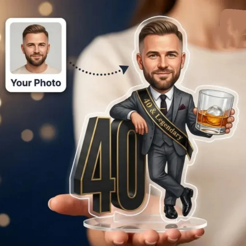 Custom Photo Birthday Acrylic Standee Personalized Fashion Legendary Man Portrait Desk Ornament Birthday Gift for Men