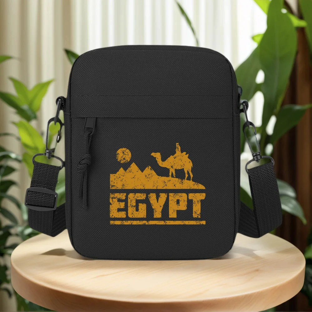 Camel riding pyramids sun Egypt desert Men Crossbody Bag Single Shoulder Women Cartoon Anime Film Printing Design Unisex