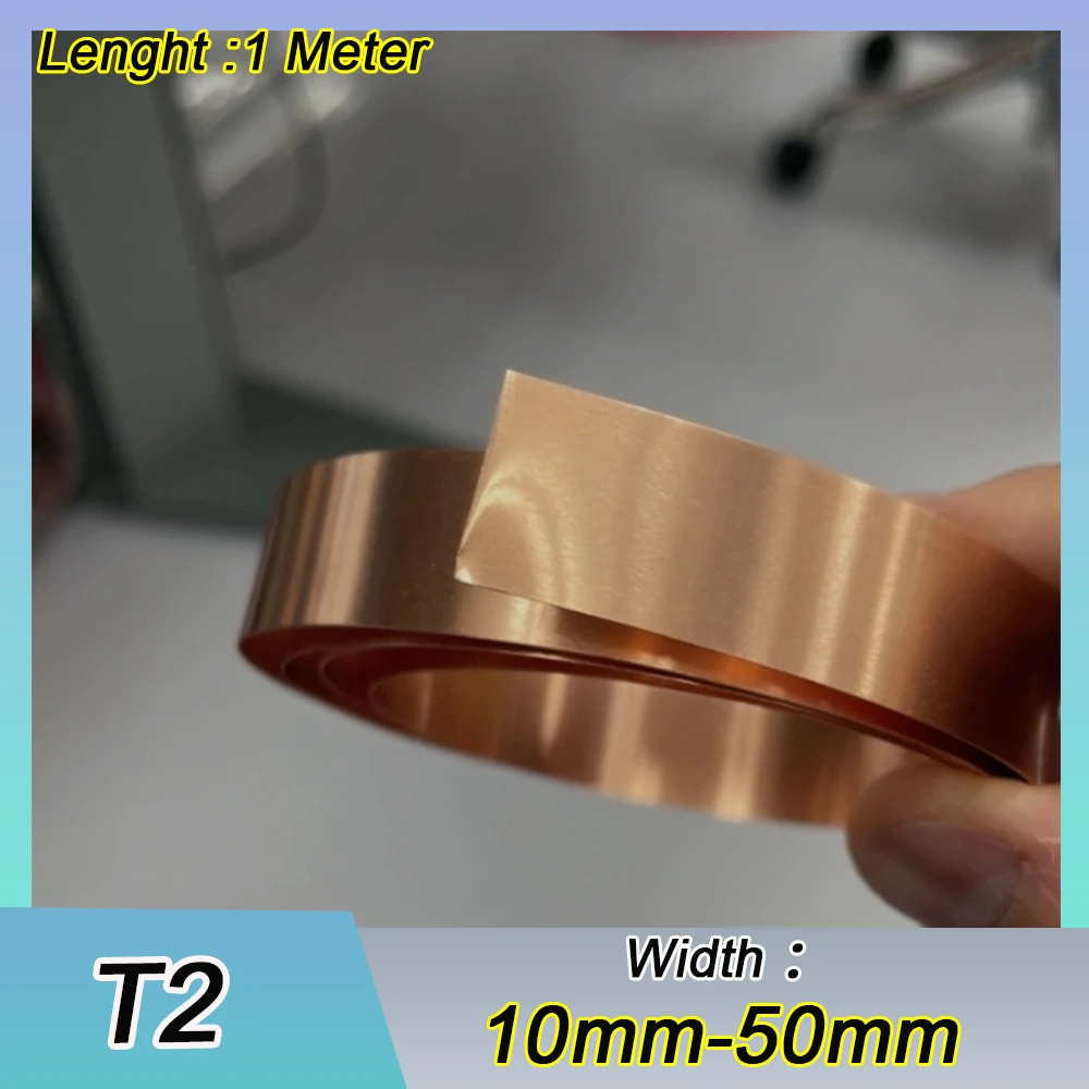 Width 10-50mm Pure Copper Strip 0.1mm -1mm Thickness High Purity T2 DIY Copper Foil Grounding Copper Strip Welding Connector