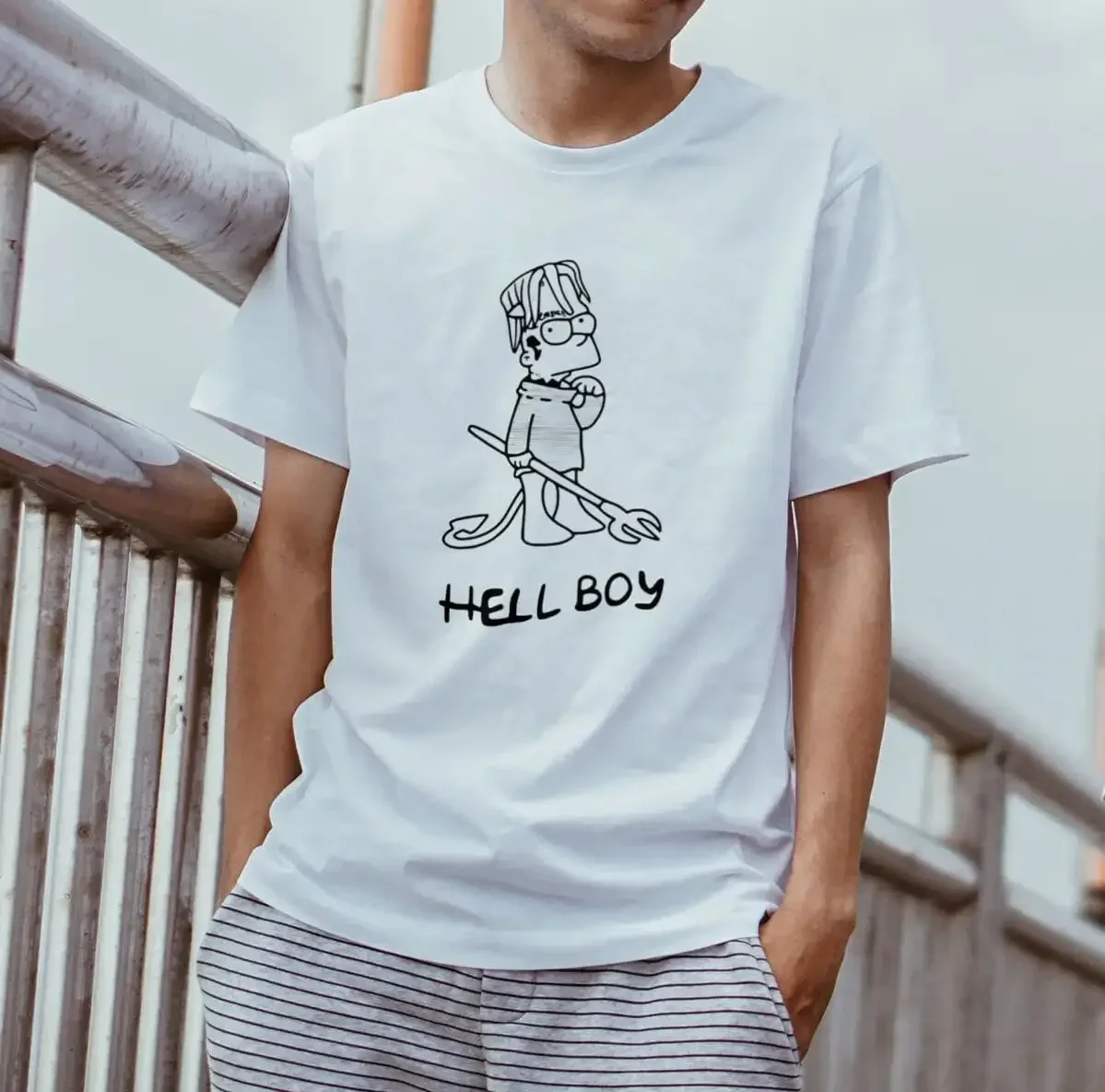 Lil Peep Hellboy Beard T Shirt Print 100% Cotton S /