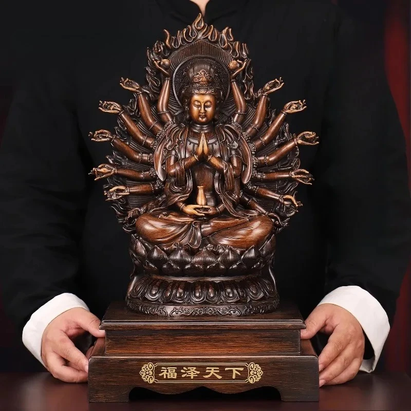 Fortune Guanyin Ornaments Thousand Armed Guanyin Bodhisattva Decoration Buddhist Temple Enshrines Buddha Statues Golden Ornament