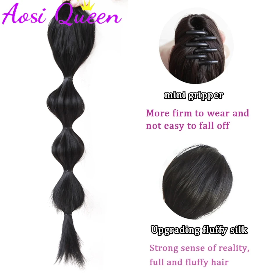 AOSI Synthetic hair fiber heat-resistant ring ponytail bubble ponytail wig clip-on hair extension ponytail wig