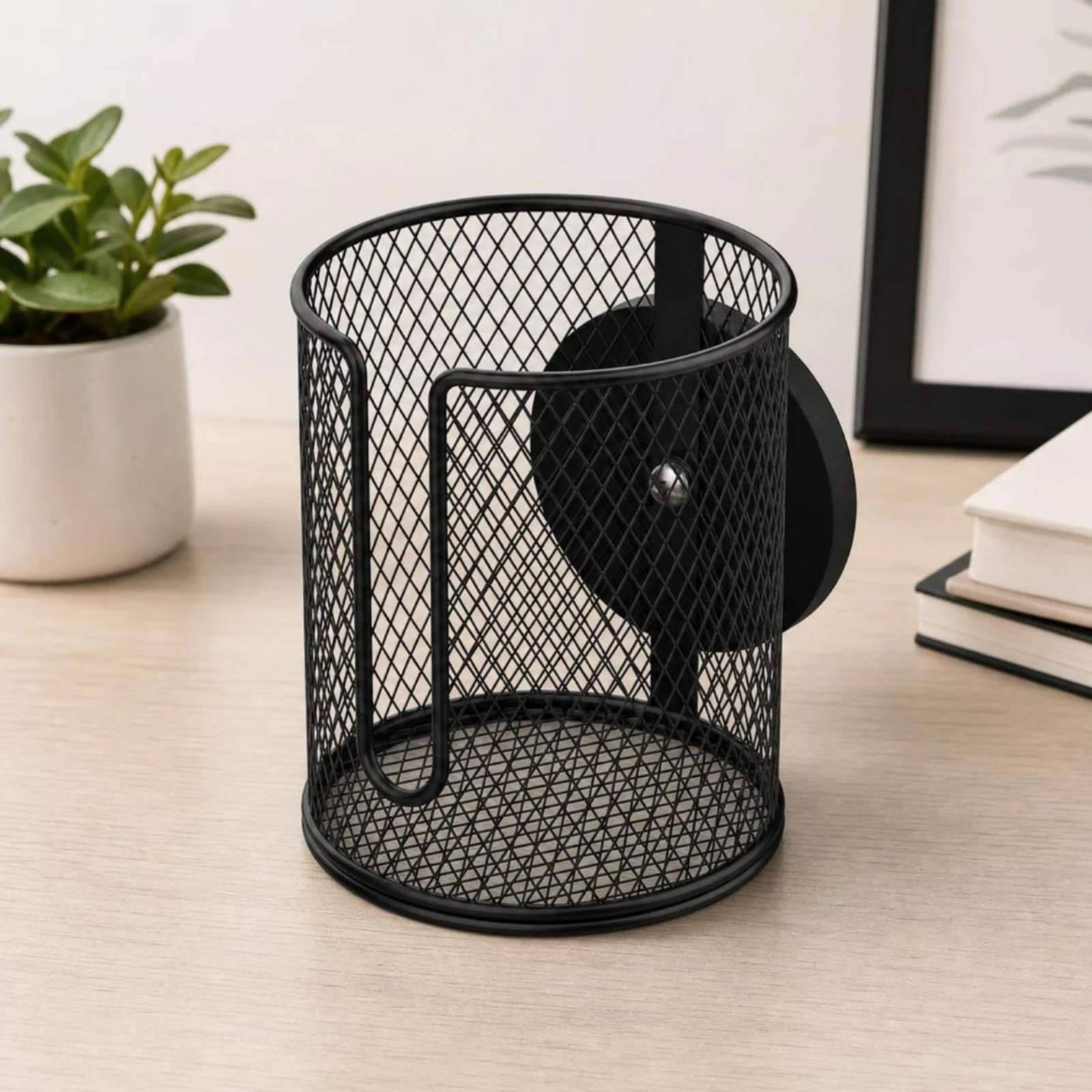 Mesh Cup Holder with Magnetized Mount Long-Lasting Magnetized Cup Holder Container Sturdy Heavy-Duty for Desk